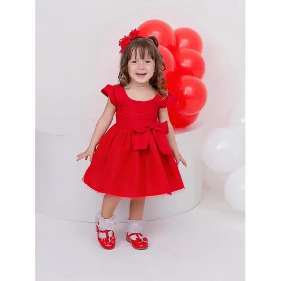 Vestido vermelho princesa Natal ,Moda blogueirinha infantil menina