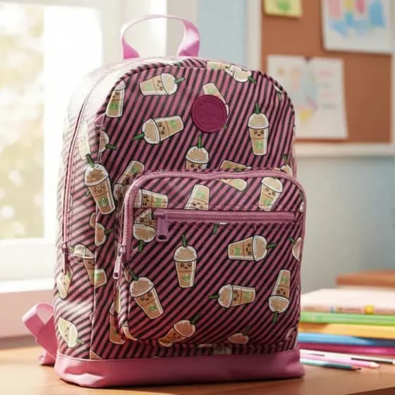 Mochila Feminina De Costas Escolar Infantil Juvenil Coffee Seanite