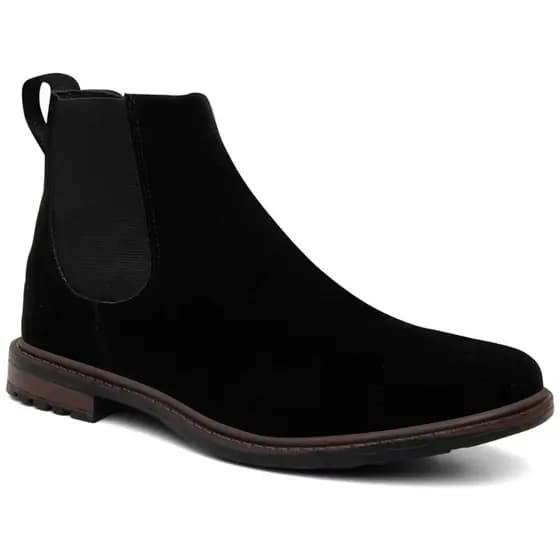 Botina Masculina Bota Chelsea Camurça Sola Costurada Casual Confort