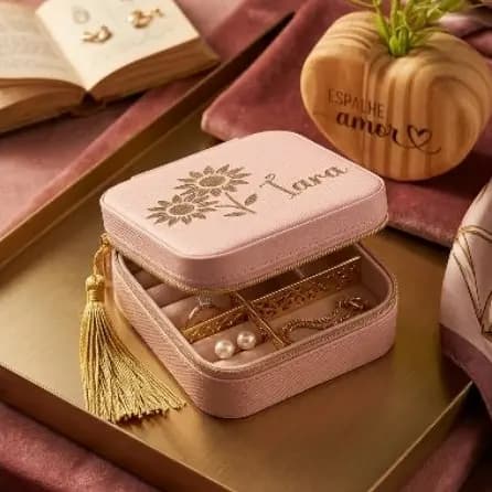 Porta Jóias Personalizado com nome, desenho e embalagem luxo. Lembrancinha de madrinha. Casamento.