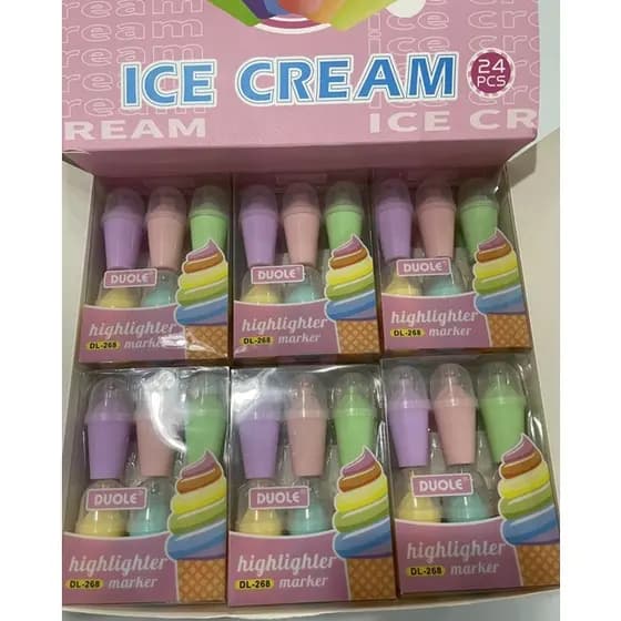 Marca Texto ice Cream 6 cores fofinho volta as aulas marca texto divertido kawaii