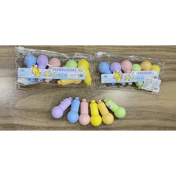 kit Marca texto divertido kawaii Marca texto lâmpada volta as aulas