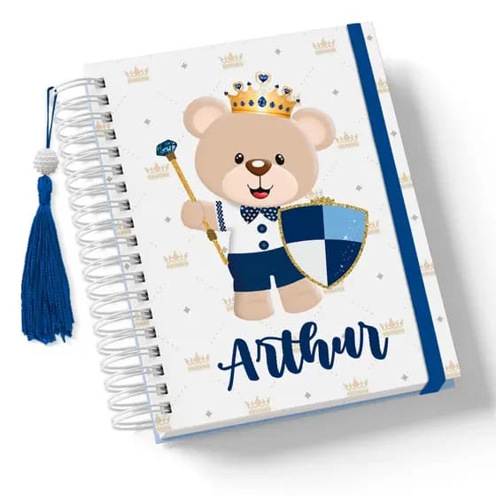 Caderneta de Vacinação Urso Príncipe Azul Marinho Personalizada