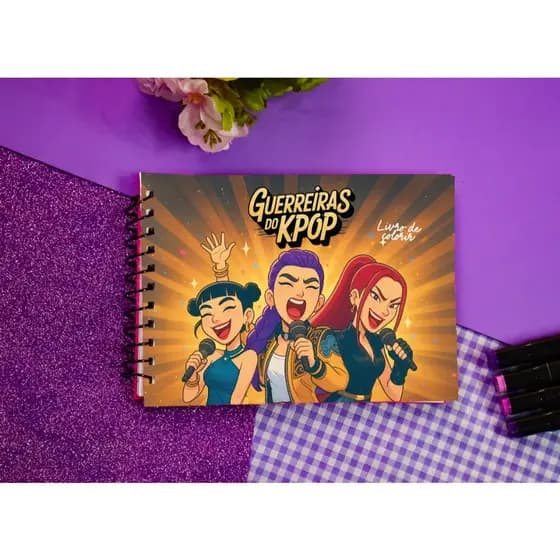 Caderno colorir Guerreiras kpop desenho
