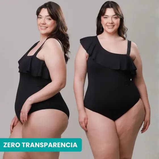 Maiô Plus Size Feminino Ombro Único Body Babado Bojo Removível Confortável Proteção UV Praia