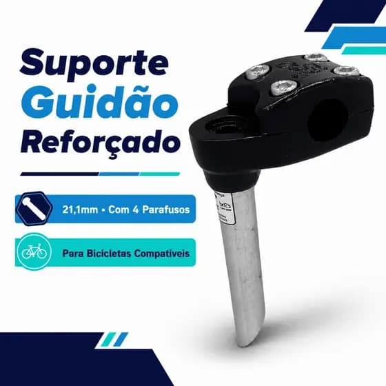 Suporte Mesinha Guidão Reforçado 21,1mm Bicicleta Motorizada Com 4 Parafusos Fixação