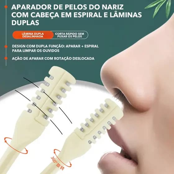 Aparador De Pêlos Do Nariz 360 ° Dupla Face Indolor E Segura Com Lâminas Giratórias Manuais Para Preparação De Precisão