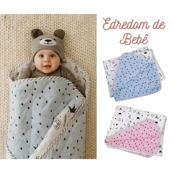 Edredom para berço americano bebê dupla face algodão príncipe e princesa