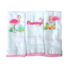 kit 6 unid Pano de boca babete bebê 38x38cm e bordado 100% algodão luxo
