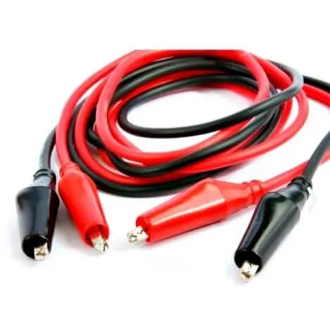 Cabo de Teste Garra Jacaré x Garra Jacaré – Par Vermelho e Preto para Fonte de Bancada e Multímetro