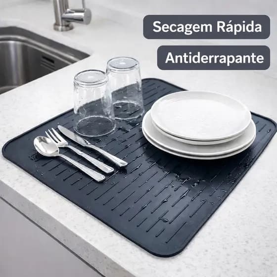 Tapete Escorredor de Silicone Antiderrapante para Pia e Bancada Secagem Rápida
