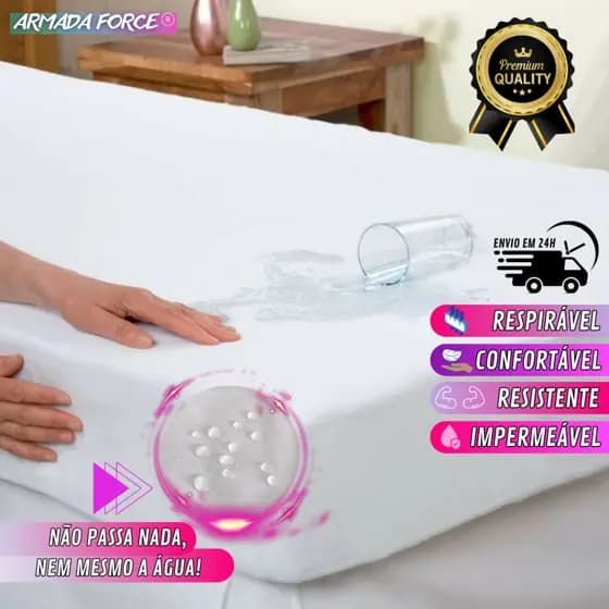 Capa de Colchão Impermeável Casal Solteiro Queen Berço Protetor de Cama e Box e King Com Elástico
