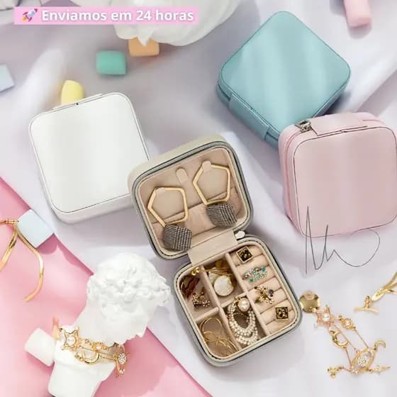 Mini Organizador Porta Joias Portátil Viagem Armazenamento de Brinco Colar Presente Dia das Mães - Envio Imediato