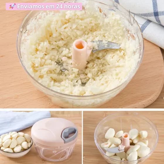 Mini processador Moedor de Legumes manual de alimentos Triturador e Picador de temperos com 3 lâminas