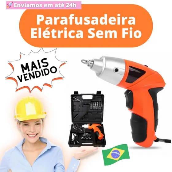 Mini Parafusadeira Eletrica Sem Fio Bivolt 45pçs + Maleta Recarregavel USB Presente dia dos Pais