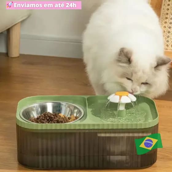 Fonte de Agua para Pet Bebedouro Comedouro Cães e Gatos Estimação 3 Litros Lolla Luxo Importado