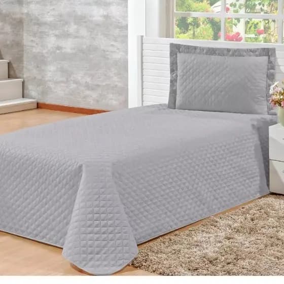 Kit 2 Peças Colcha Cobre Leito Slim Solteiro Matelado Costura Reforcada