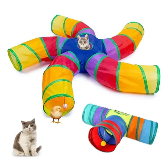 Túnel Colorido Treinamento Coelho Gatos Interativo Cachorro Labirinto Dobrável Pet