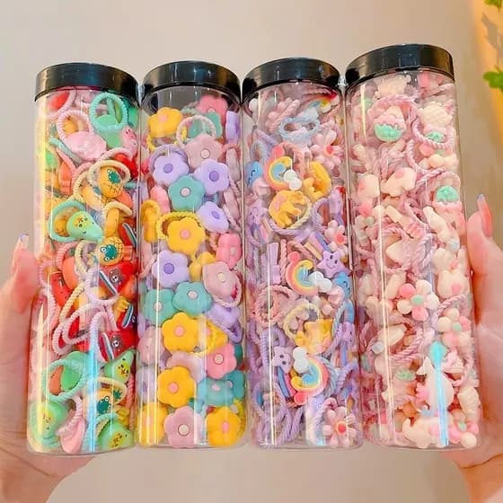 Conjunto De10/50/100 Laços De Cabelo Coloridos10/50/100 Para Criança Elásticos Macios Meninas Pequenas , Acessórios