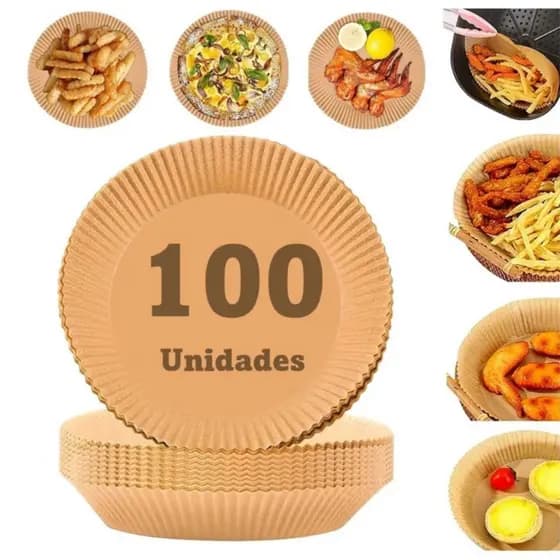 Papel Forro Air Fryer Antiaderente Descartável Com 100 Papeis