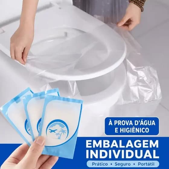 Kit 50 Protetor Descartável Assento Vaso Sanitário Plástico Compacta Para Viagem e Banheiro Público