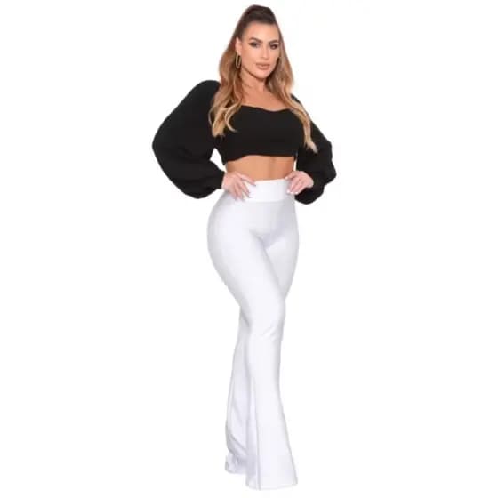 Calça Bandagem flare Branca