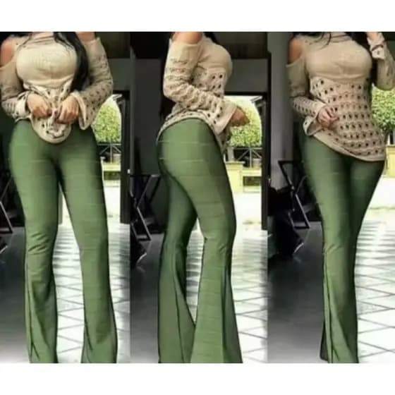 Calça Bandagem Flare VERDE MILITAR Tecido Grosso
