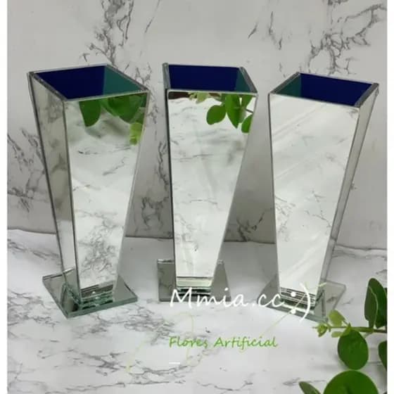Kit 3 Vaso Espelhado Cachepot para Arranjo Artificial Enfeite Decoração