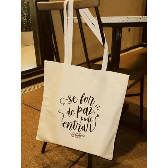 Ecobag Se For de Paz Pode Entrar sacola ecológica,escola,faculdade, curso,personalizado,brinde,praia,moda,brinde,present