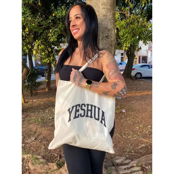 Ecobag Yeshua Preto sacola ecológica,escola,faculdade, curso,personalizado,brinde,praia,moda,brinde,presente,trabalho