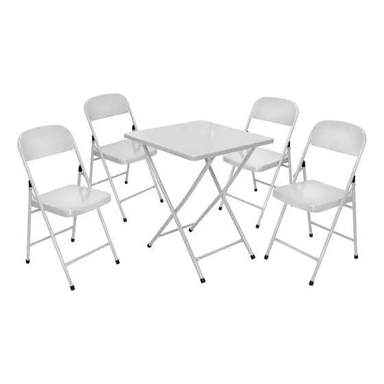 Conjunto Mesa C/ 4 Cadeiras Dobráveis Bar Restaurante Aço
