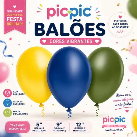 Balões Balão N9'' 50 Un Pic Pic Bolas Para Sua Festa Azul Amarelo Candy