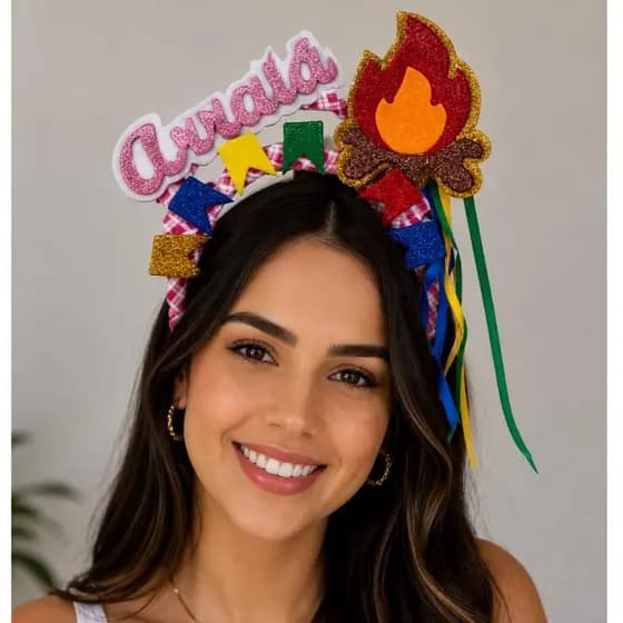 Kit 5 Tiaras Arcos Junino Feminino Com Fogueira E Bandeirinhas Tiara Festa São João Festa Junina