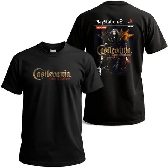 Camiseta Reset Out Castlevania Curse of Darkness Gamer Estampa Exclusiva Preto Geek Retro PS2