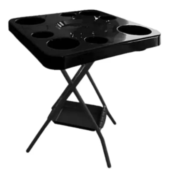 Mesa Mesinha Petisqueira Dobrábel Preta Com Bandeja Camping Pesca lazer praia churrasco piscina leve portátil