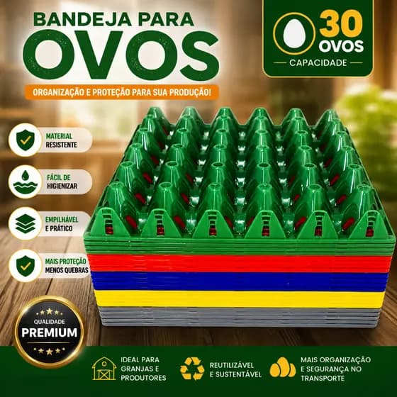 Cartela Bandeja Plástica 30 Ovos Casa Granja restaurante Higiênica lavável 10un