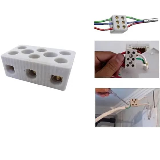 Conector Borne De Porcelana Cerâmica Para Chuveiro 3 polos 10MM 10A / FERTAK