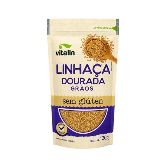 Semente de Linhaça Dourada sem Glúten 120g - Vitalin