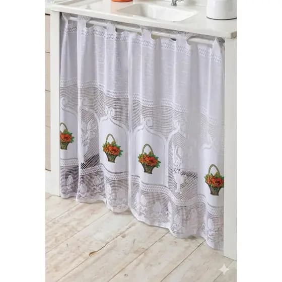 Cortina Para pia , de renda, estampada floral TAMANHO 1,60,m,X,80cm elegância