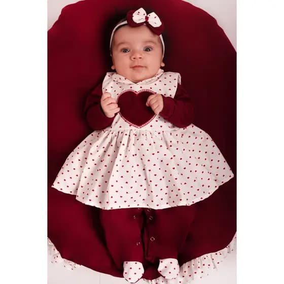 Saída Maternidade Menina Love 4 Peças Coraçãozinho Roupa de Bebê Menina