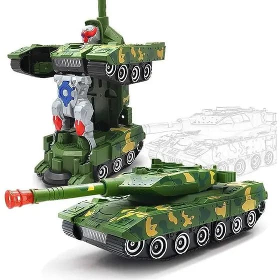 Brinquedo Robô Tanque De Guerra Transformers Com Luz Bate E Volta 360 Graus APilha