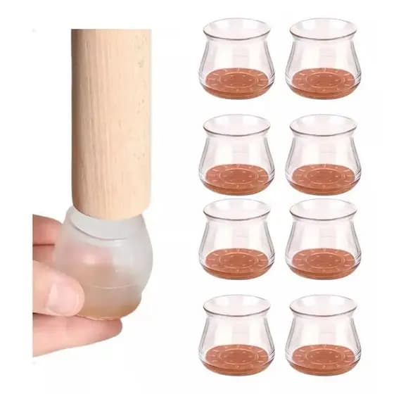 Protetor Pé De Cadeira Mesa Silicone Antiderrapante Móvel Piso - Kit Com 4 Unidades