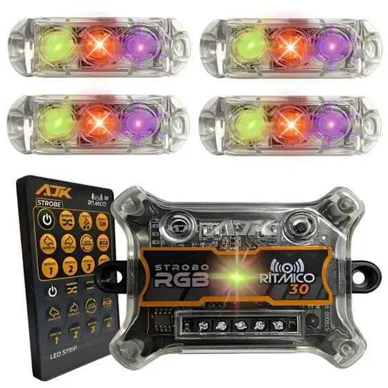 Par De Led Farol Strobo Ajk Rgb 6w 3.0 Automotivo Caixa Bob