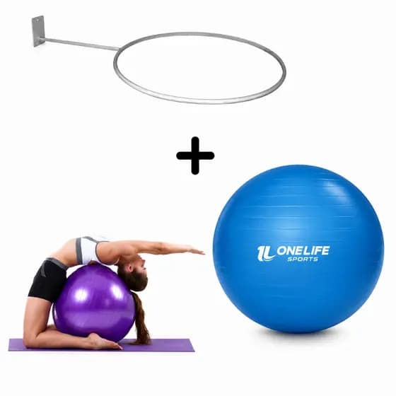 Suporte De Parede De Bola + Bola De Pilates 55 cm | ginástica pilates reabilitação idosos cross