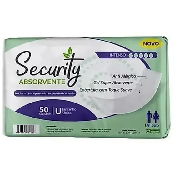 Absorvente Geriatrico SECURITY pós parto e operatorio c/50 UNIDADES