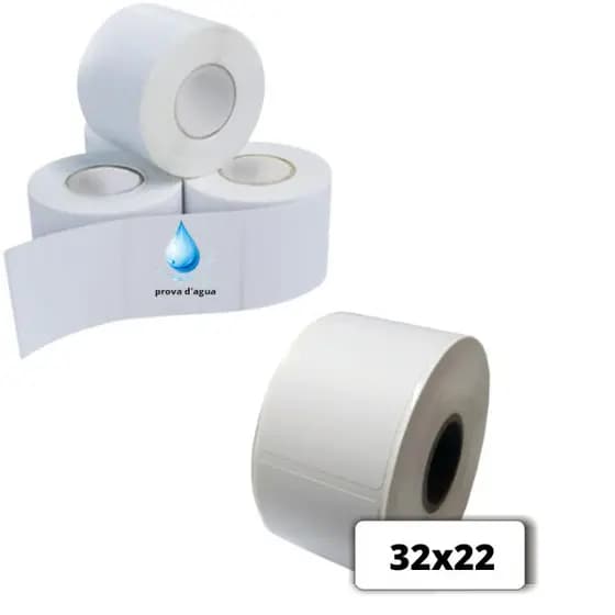 5 rolos etiqueta 32x22 Prova Dagua P/ Mini Impressora XD-210