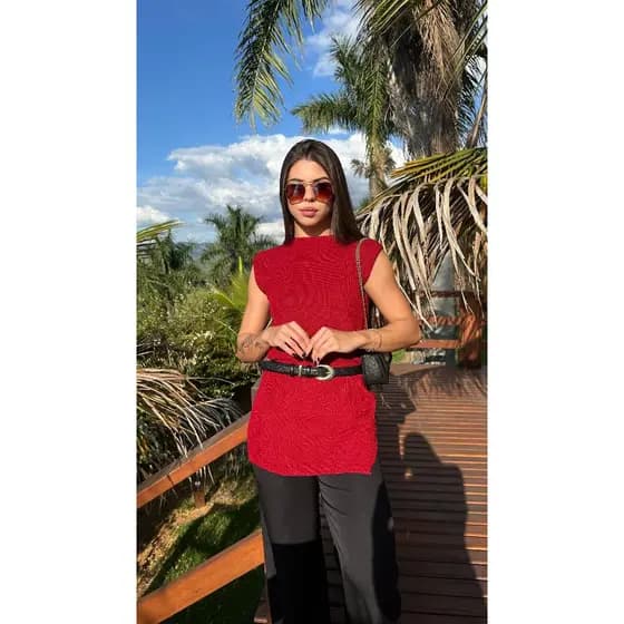 Colete Feminino Tricot Fang Tricô Puliéster