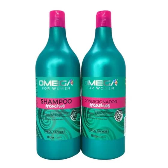 Kit Capilar Cachos Definidos Shampoo + Condicionador 1 Litro Omega Hair