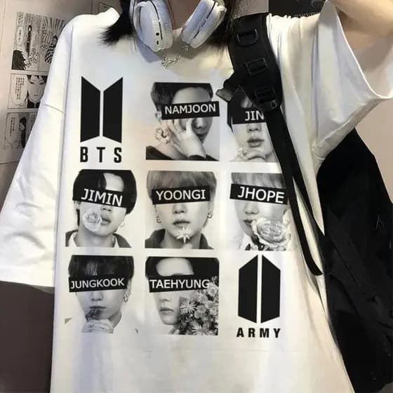 Camiseta BTS Jhope Jimin Jungkook Taehyung Yoongi Namjoon Camisa 100% Algodao Conforto