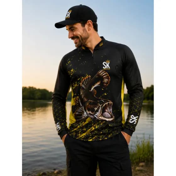 Kit Bandana+camiseta De Pesca C/ Proteção Uv50 Sk07traira